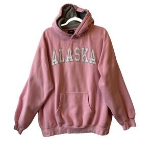 Prairie Mountain Alaska Graphic Pink Hoodie Women's‎ XL Oversized Cozy Outdoors